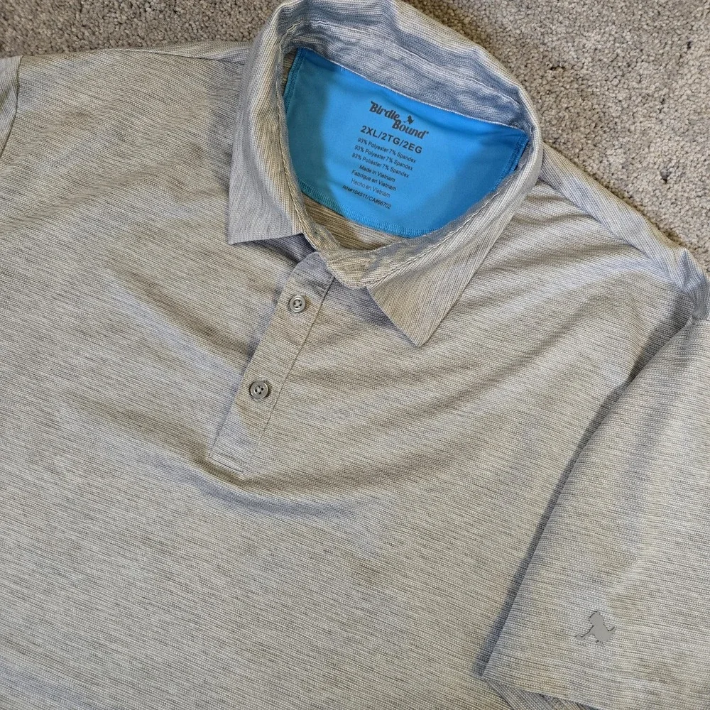 Birdie Bound Golf Short Sleeve Men's Polo Shirt Hawaiian Gray 2XL